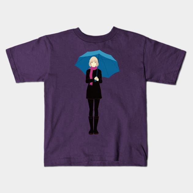 Blue Umbrella Kids T-Shirt by saitmy